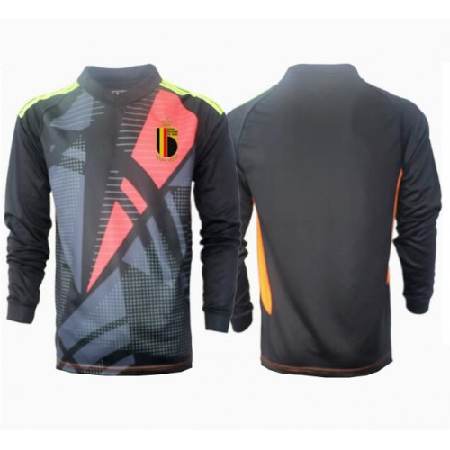 Stroje piłkarskie Belgia Bramkarskie Koszulka Podstawowej ME 2024 Długi Rękaw